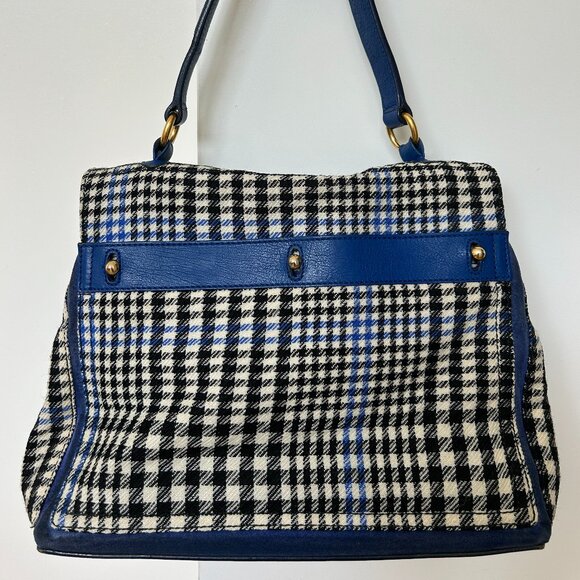 Authentic YSL Muse Two Houndstooth Leather Top Handle Bag - Picture 2 of 11